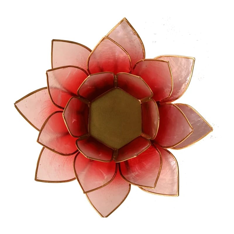 Lotus Lysestage - pink/rosa med guld 13,5 cm 2
