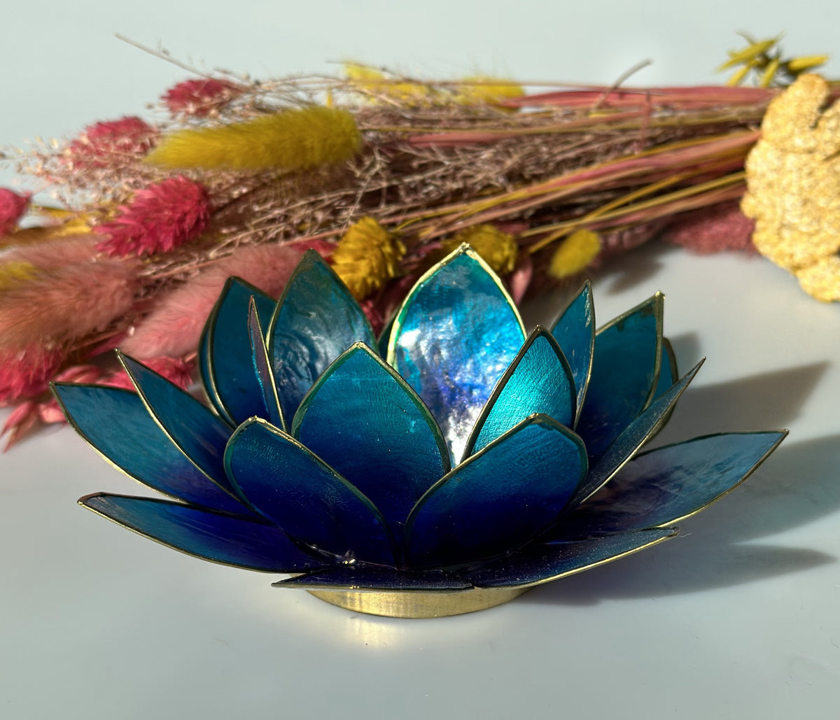 Lotus lysestage violet - blå / guld 13,5 cm 1