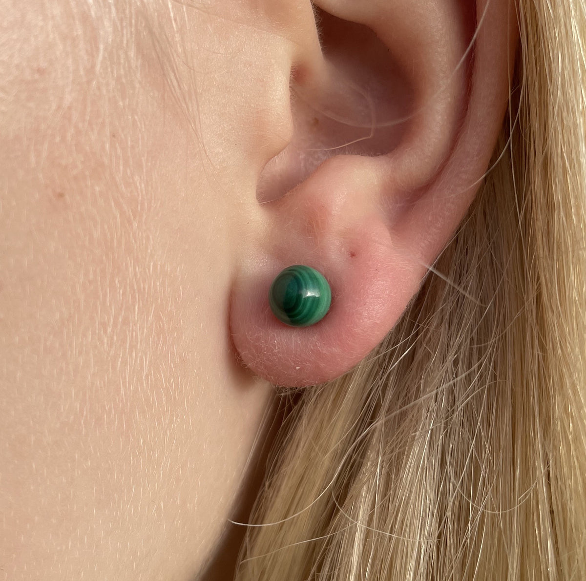 Malakit øreringe 6 mm 1