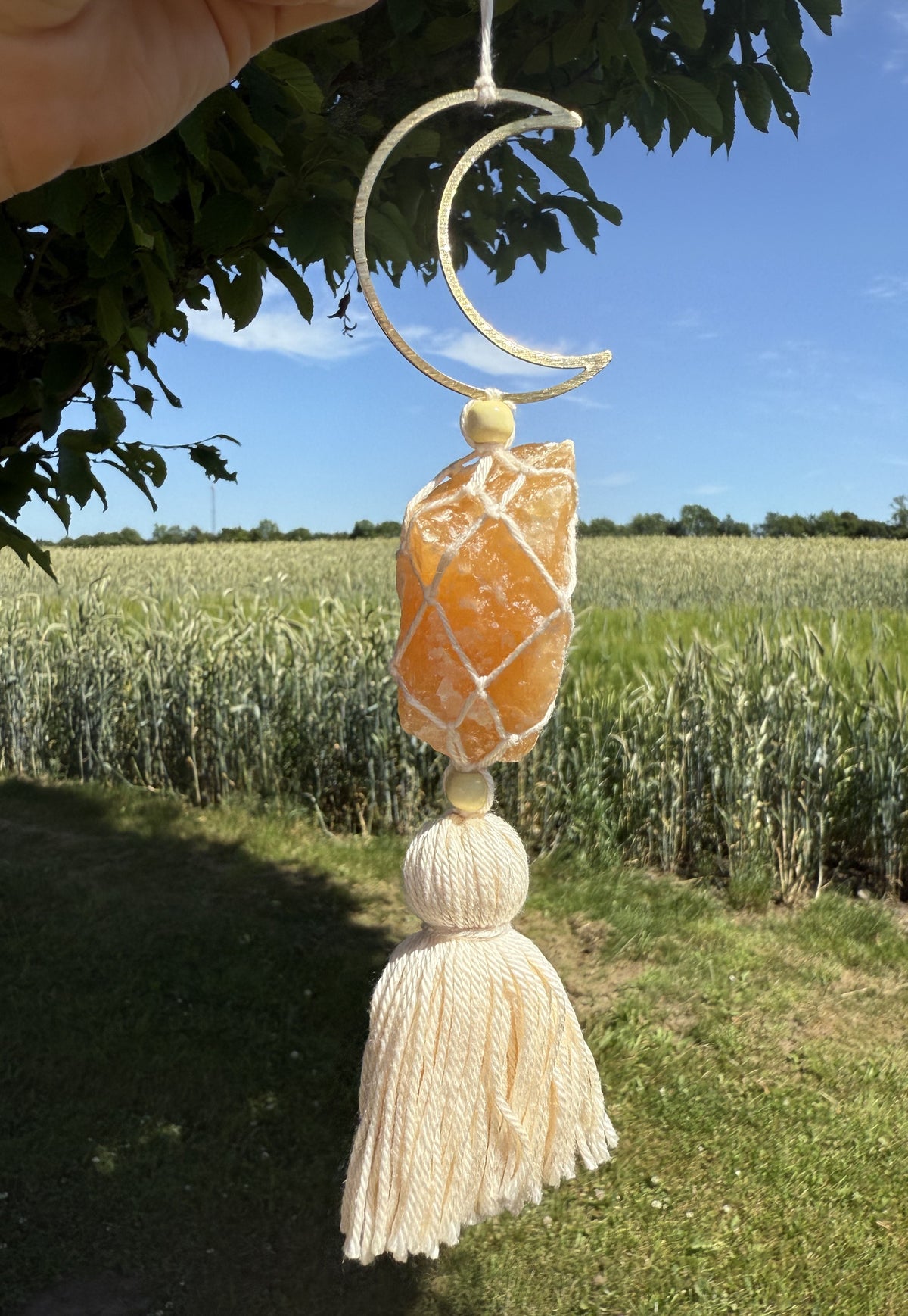 Måne krystal ophæng - Orange calcit 1