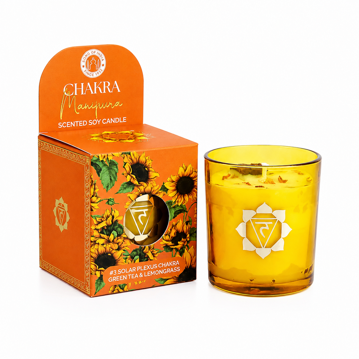 Manipura Chakra Duftlys – Grøn Te & Citrongræs