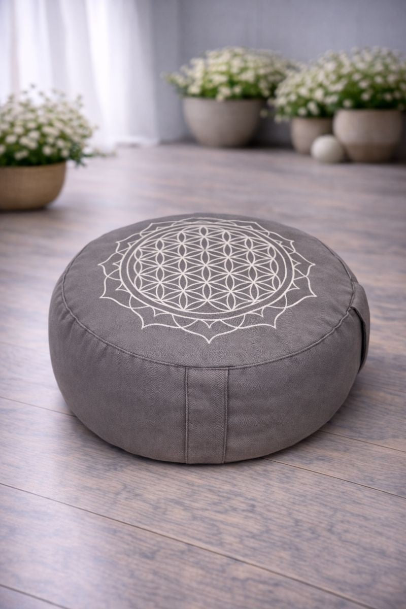 Meditationspude livets blomst, grå 1