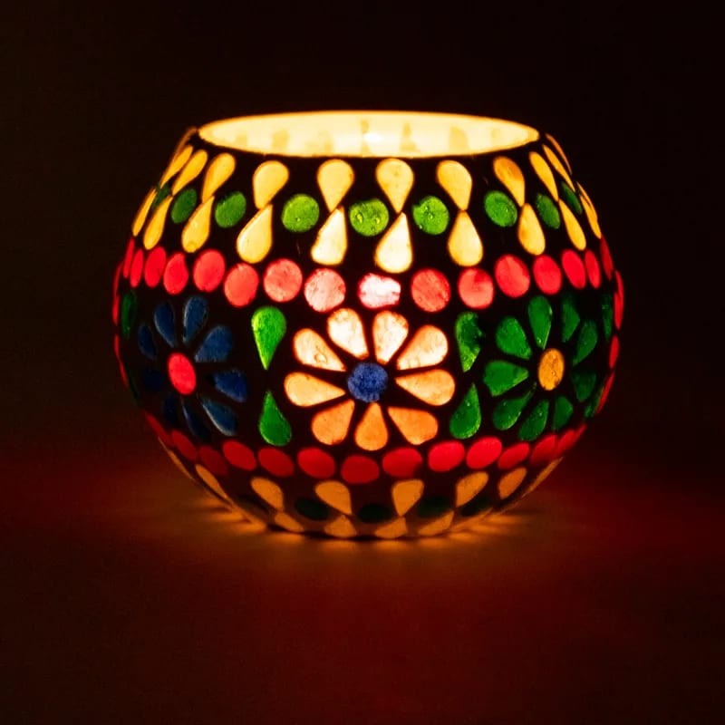 Mosaik lysestage rund 2