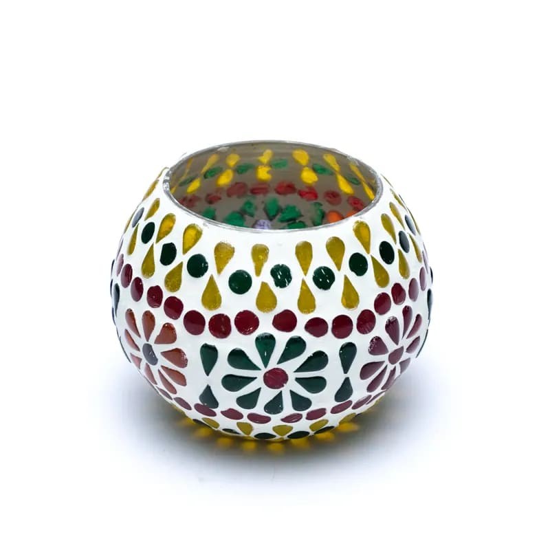 Mosaik lysestage rund 3