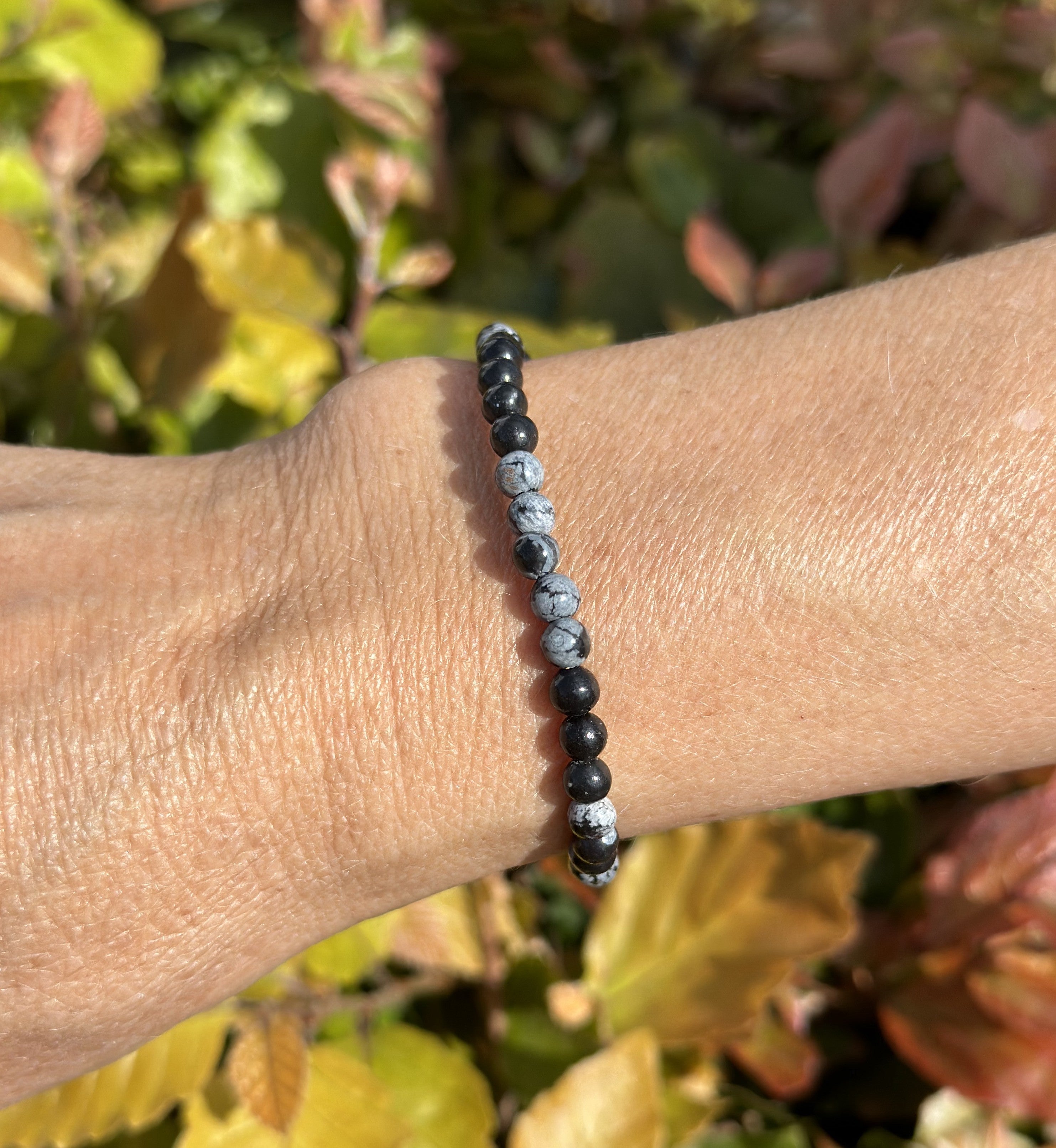 Obsidian snefnug armbånd 4 mm 2
