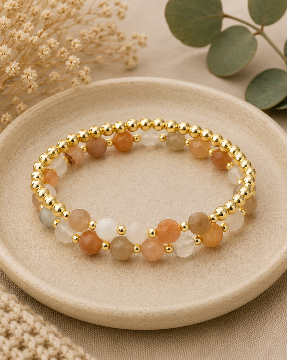 Pastel krystal mix - Hæmatit armbånd 6 mm 1