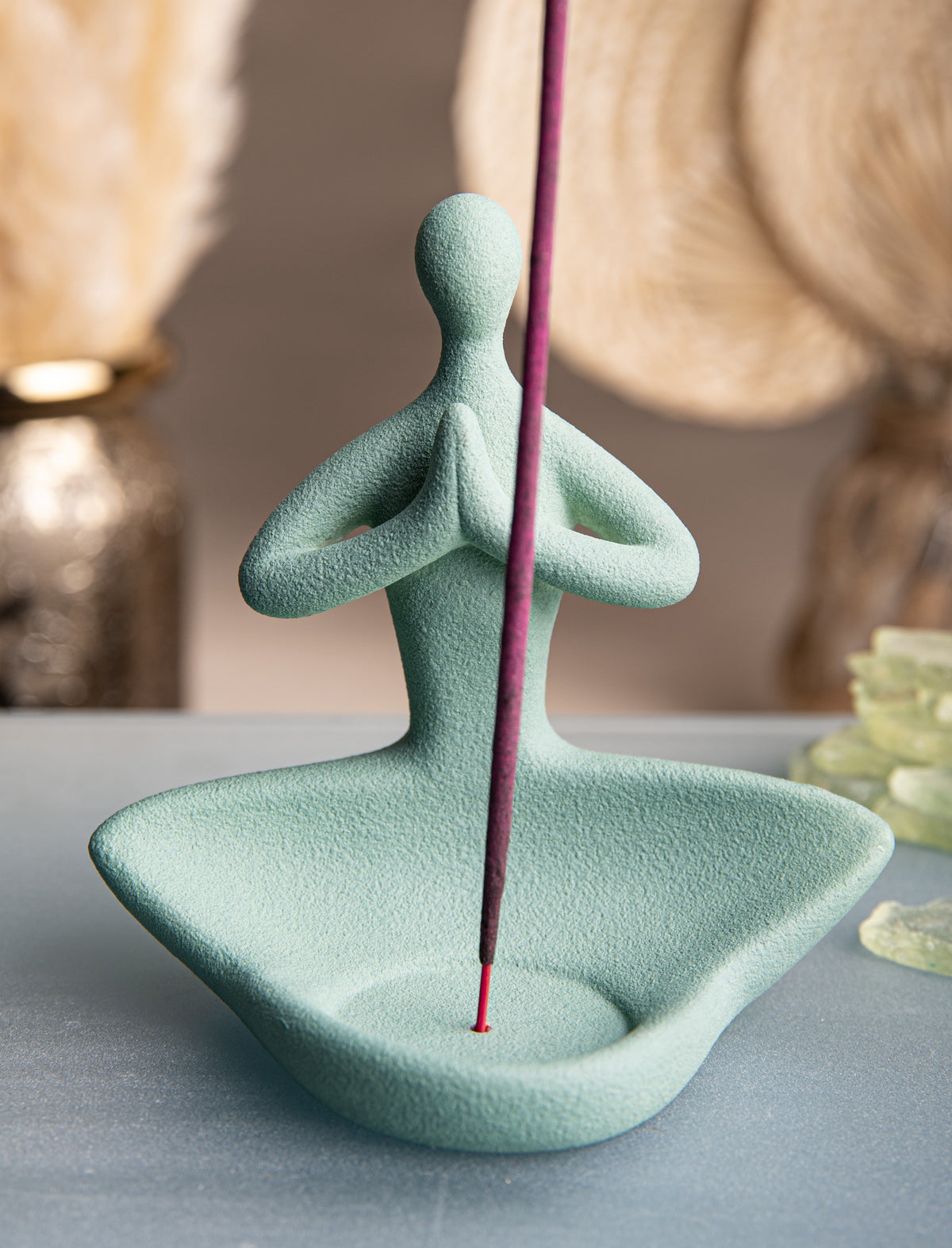 Røgelses holder - Buddha grøn 1