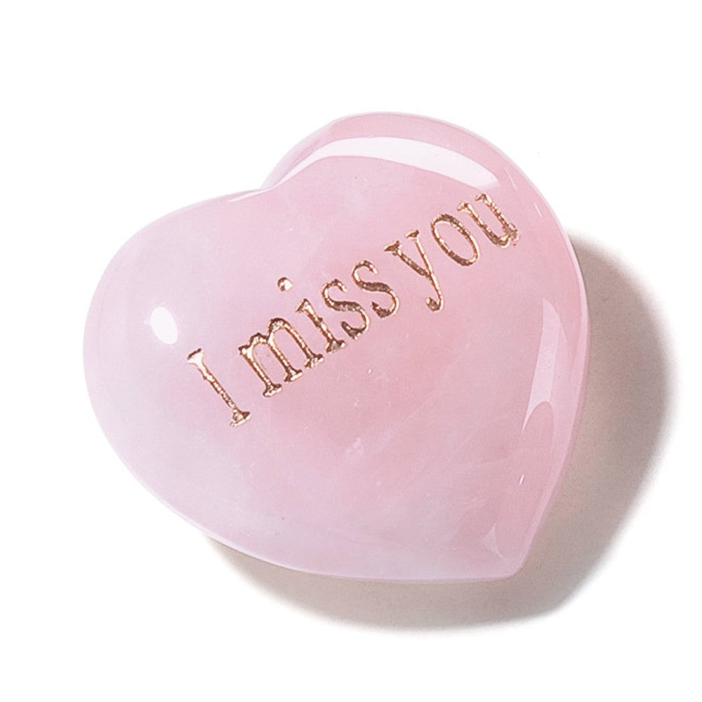 Rosakvarts hjerte "I Miss You"