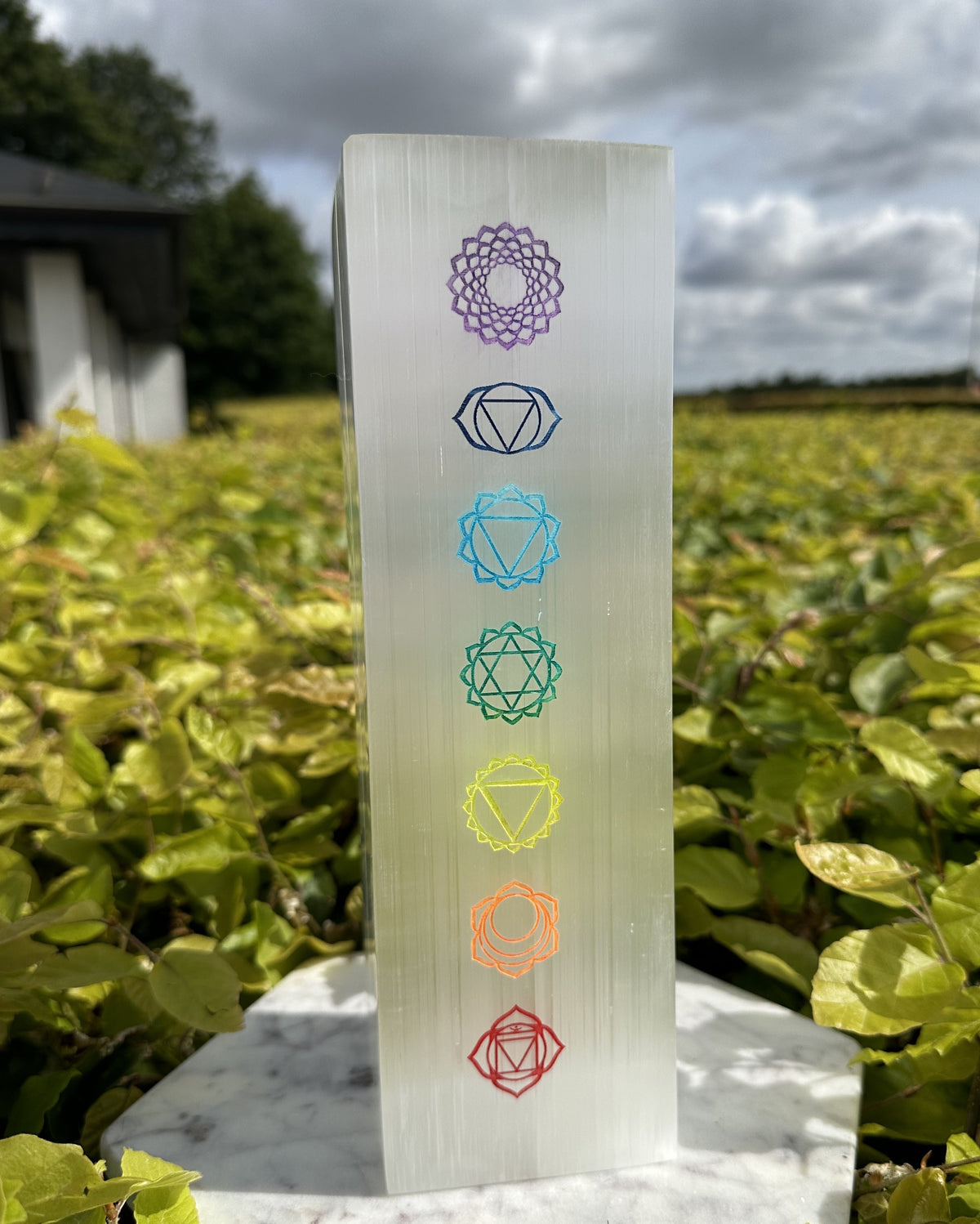 Selenit lampe chakra 1