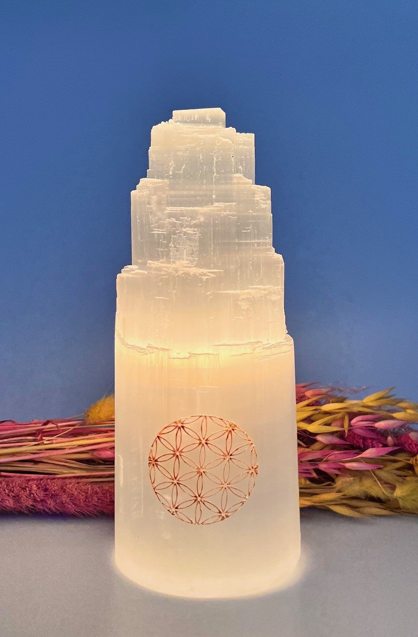 Selenit lampe livets blomst 2