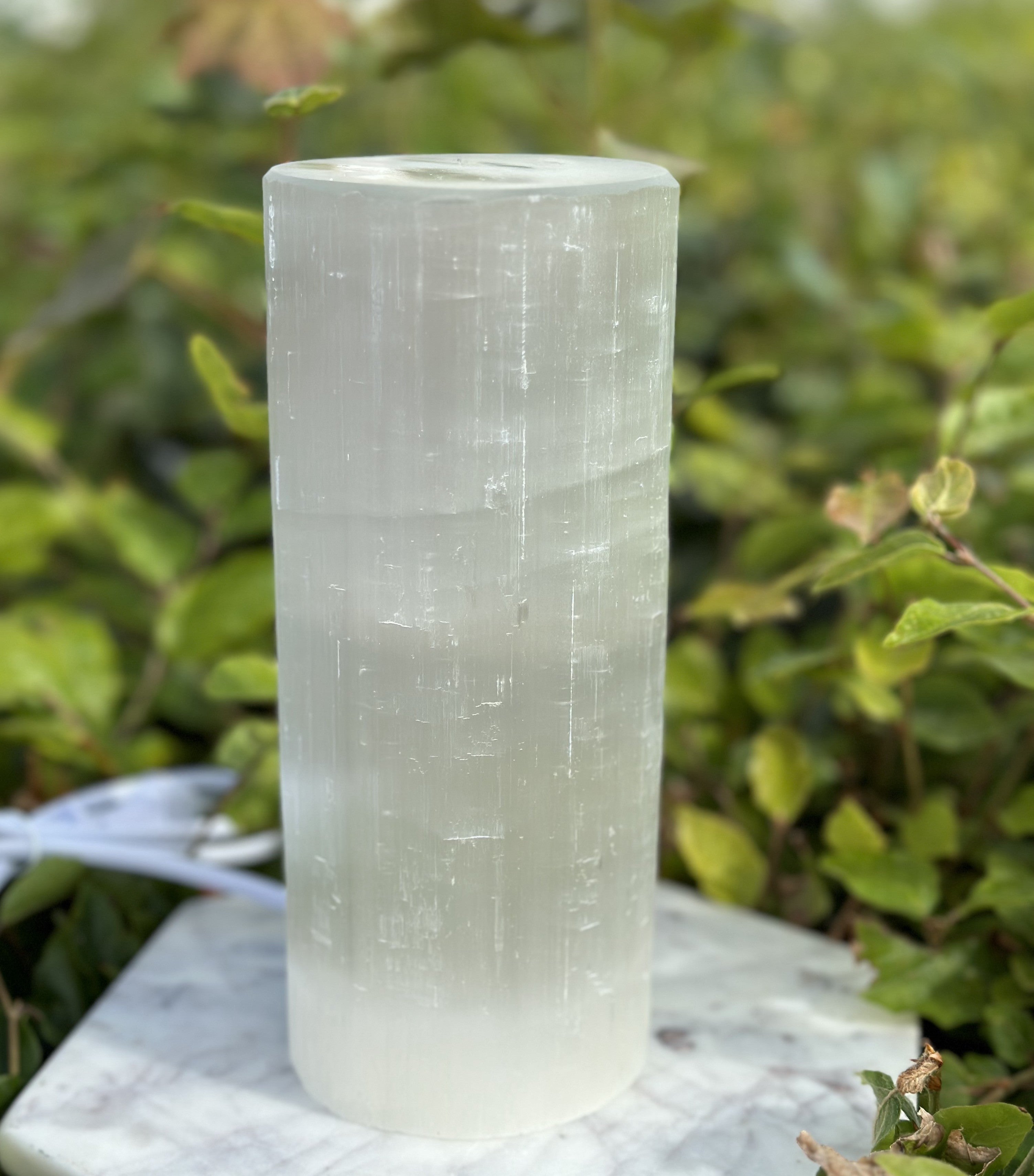 Selenit rund bordlampe 20 cm 2