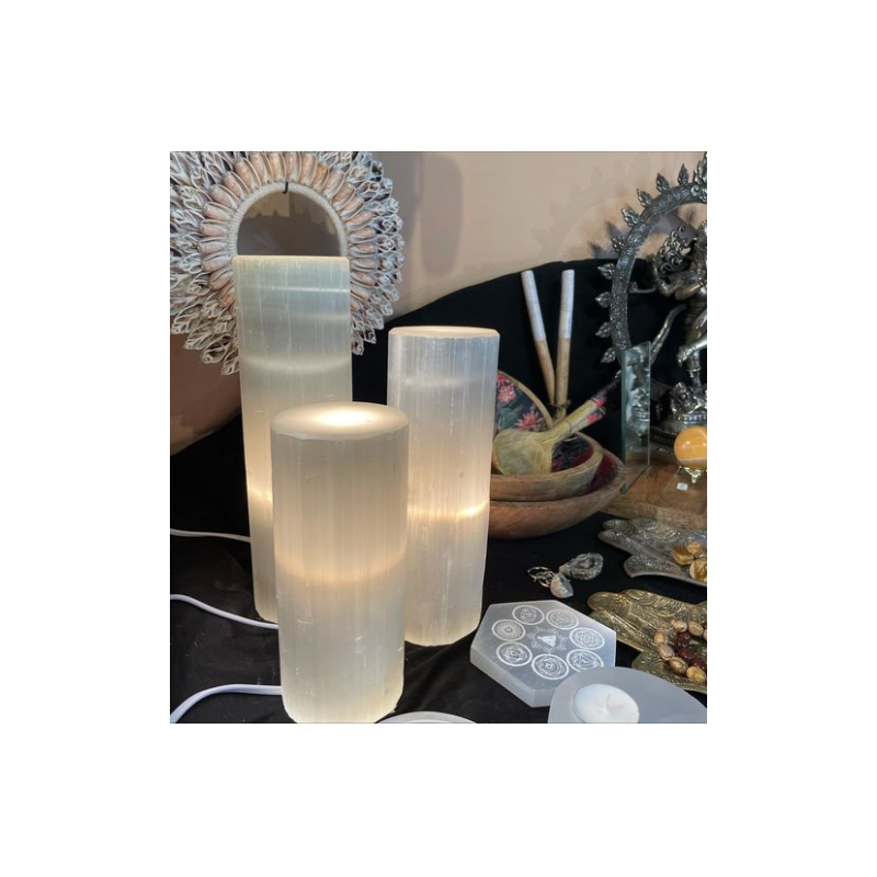 Selenit rund bordlampe 30 cm 4