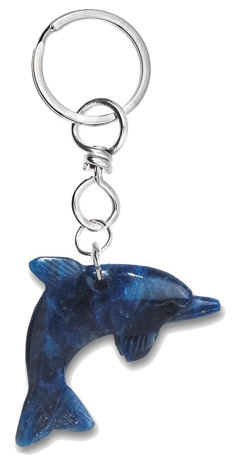 Nøglering med delfin sodalit