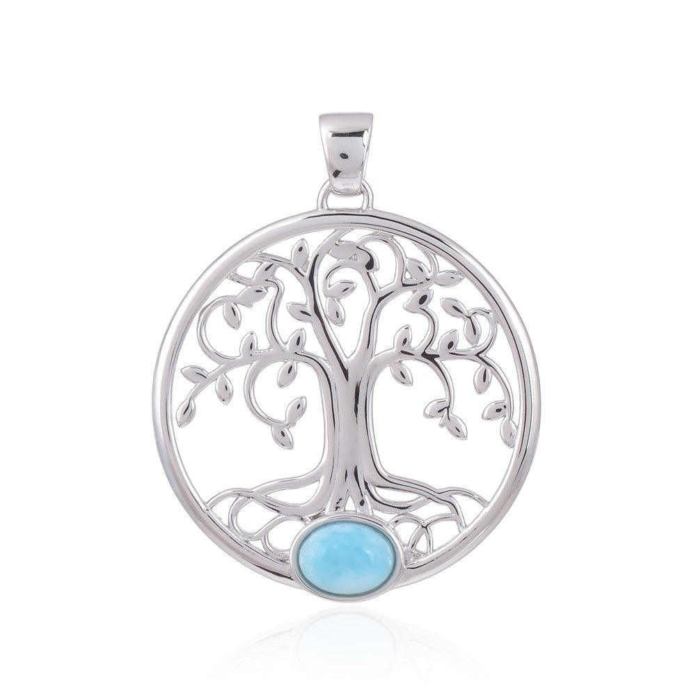 Sølv vedhæng livets træ m. Larimar
