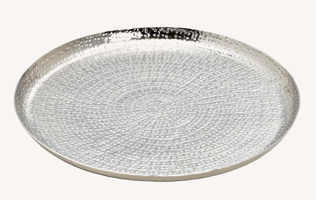 Sølvfarvet fad 33 cm