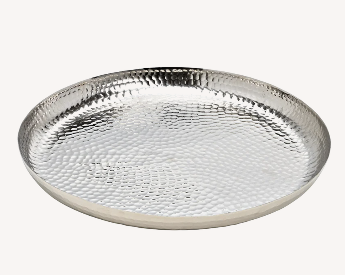 Sølvfarvet fad 35 cm