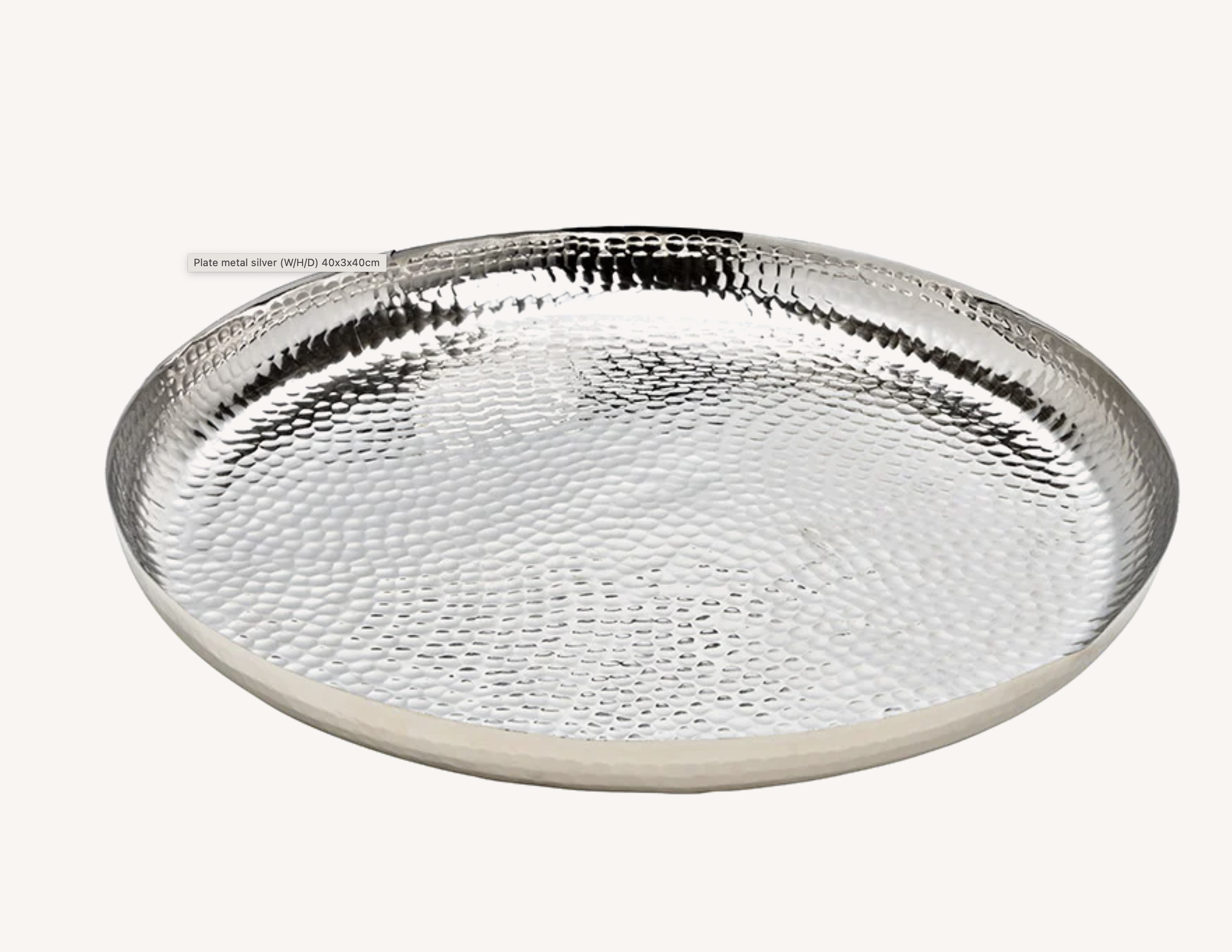 Sølvfarvet fad 40 cm