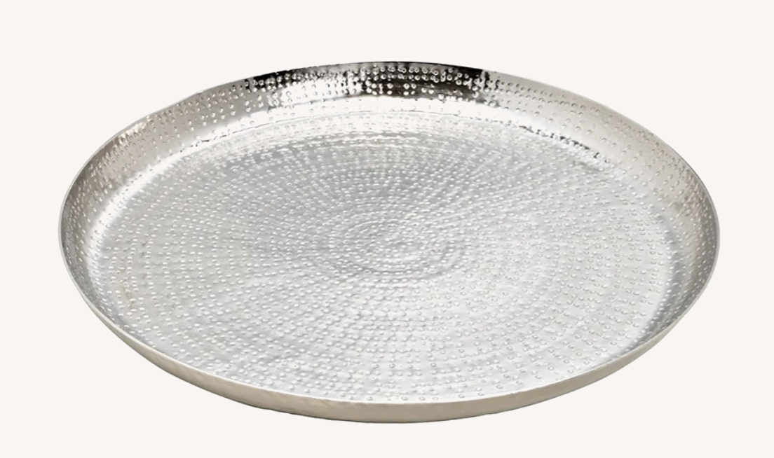 Sølvfarvet fad 43 cm