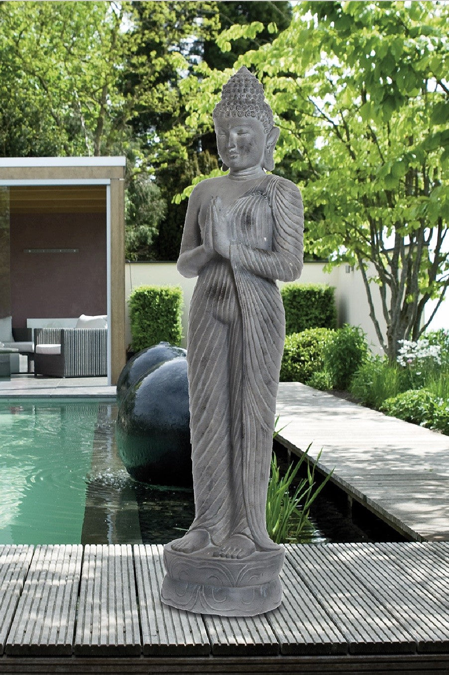 Stående Buddha Figur i Grå