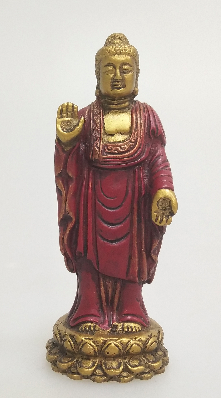 Stående Buddha guld / rød