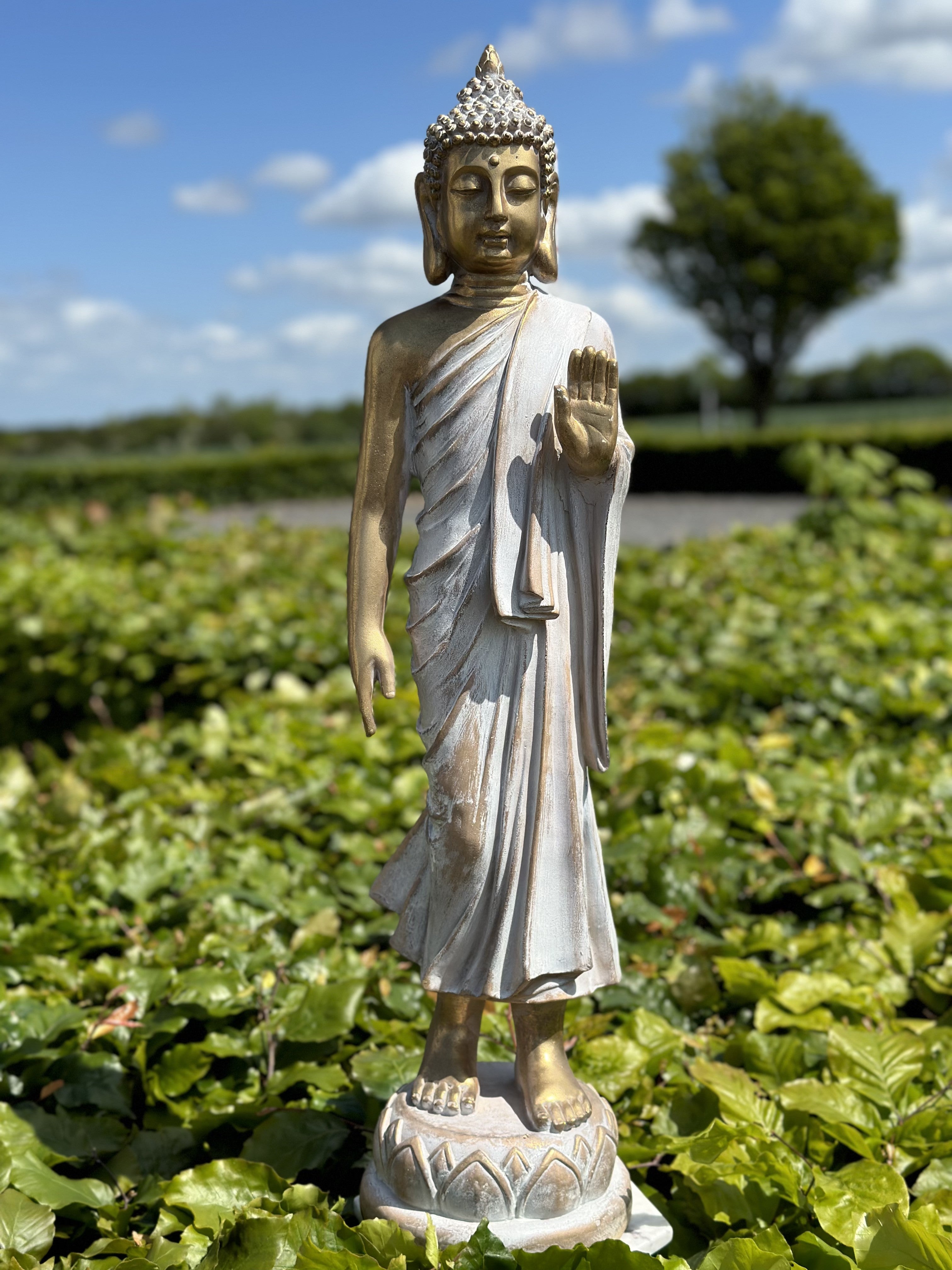 Buddha Stående i guld look 82 cm 1