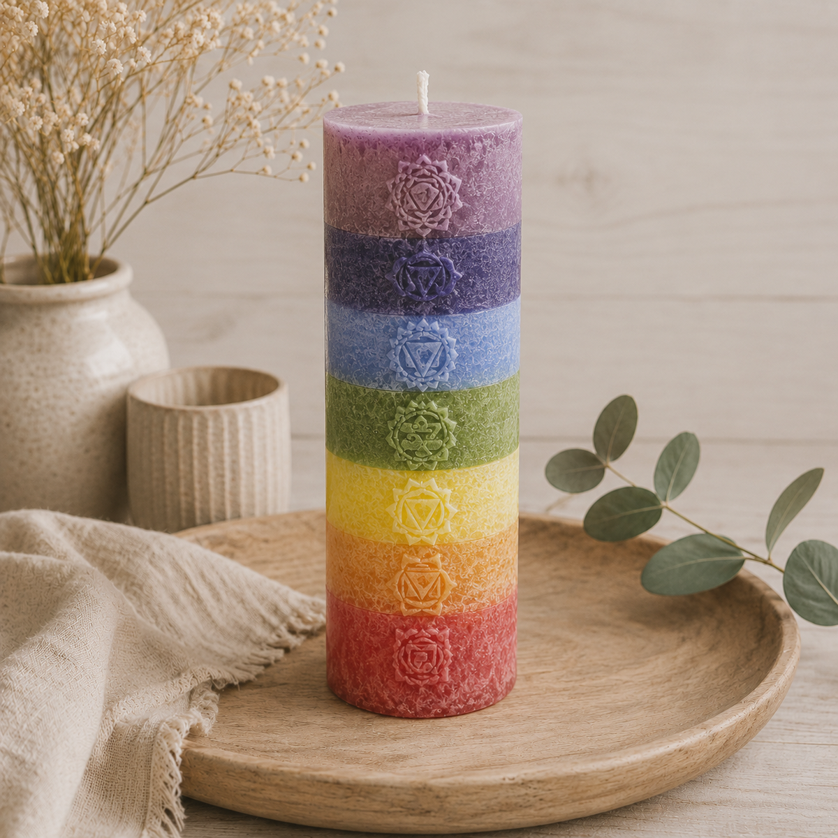 Chakra stearinlys - regnbue