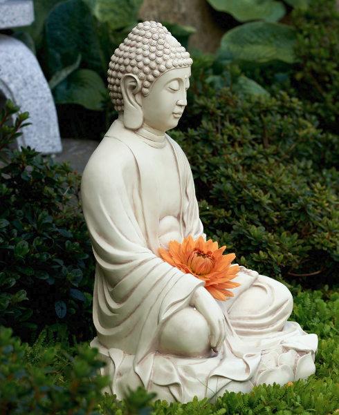 Stor Buddha i antikhvid 53 cm