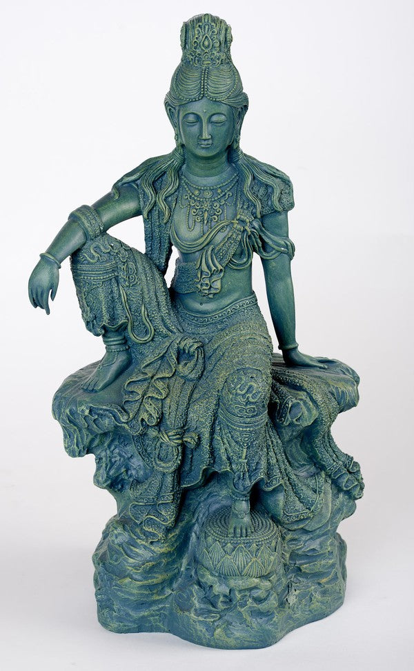 Stor måneskins-Kuan Yin jadegrøn