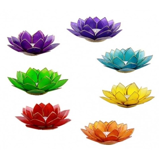 Syv Lotus Chakra Lysestager Sølv