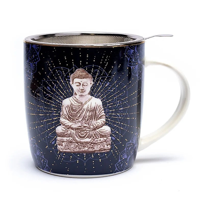 Te gaveæske m. krus og si - Buddha 1