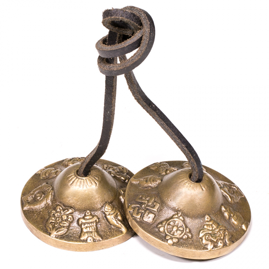 Tingsha meditations klokke 5.5 cm. Med 8 symboler for velstand 2
