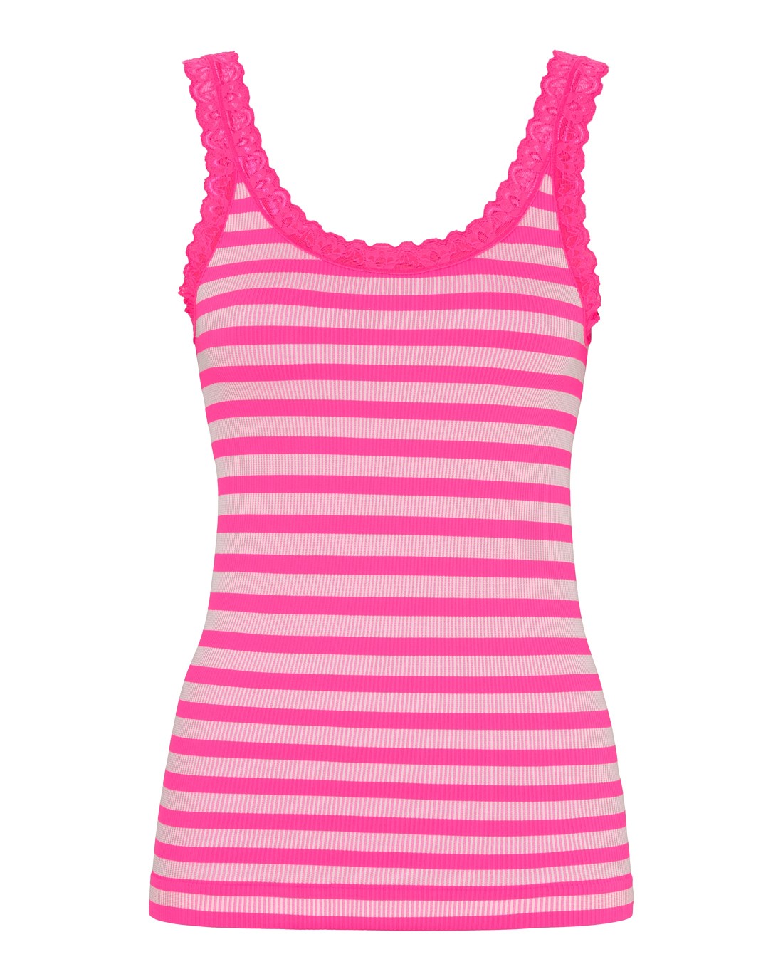 Top - ISA Stripe rib - Pink/Hvid
