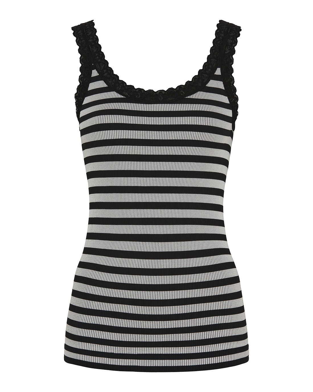 Top - ISA Stripe rib - Sort/Hvid