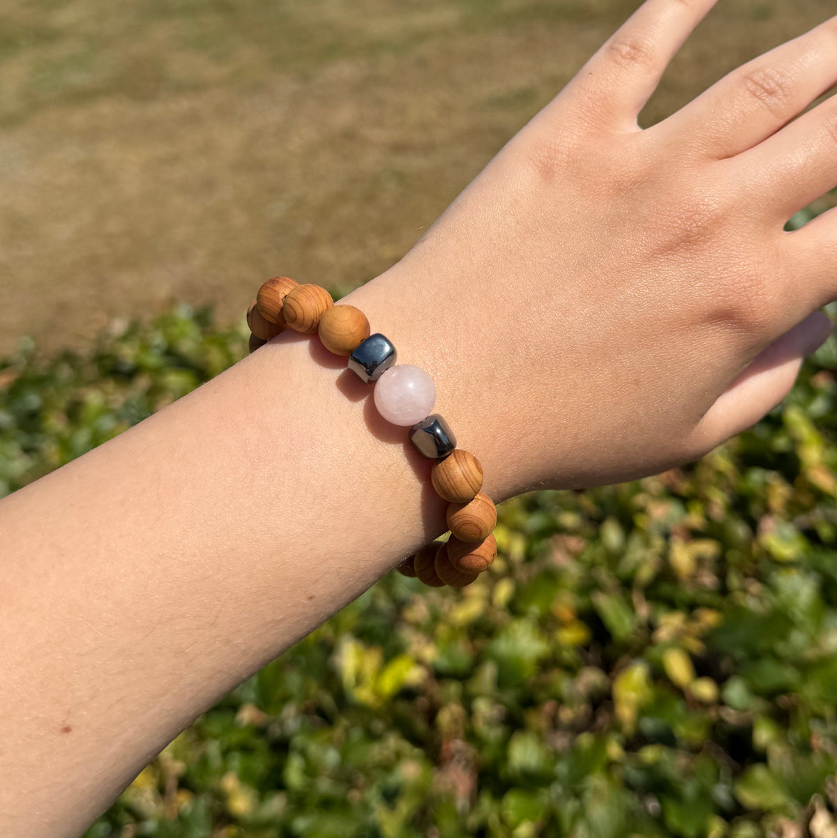 Hjertechakra armbånd m. rosakvarts