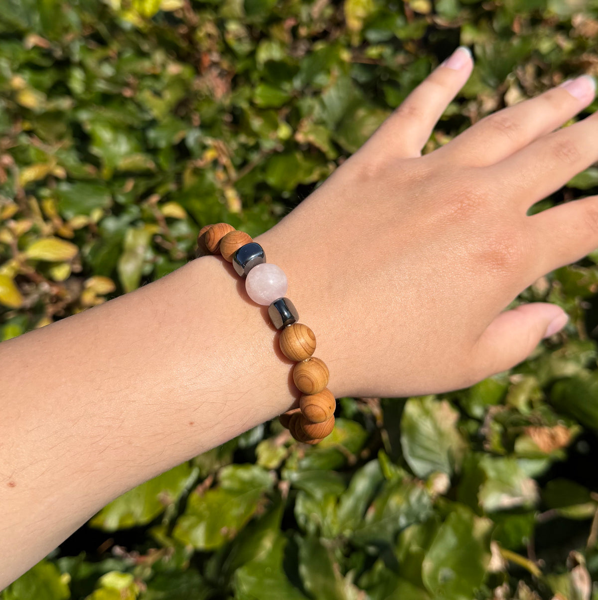 Hjertechakra armbånd m. rosakvarts