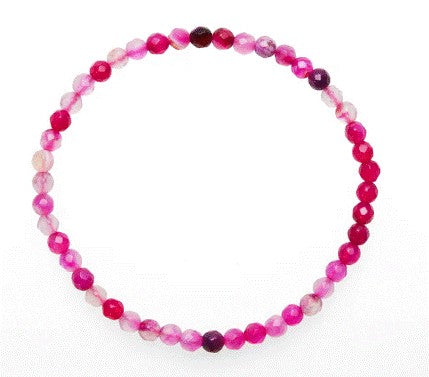 Agat pink stribet facetslebet armbånd 4 mm 2