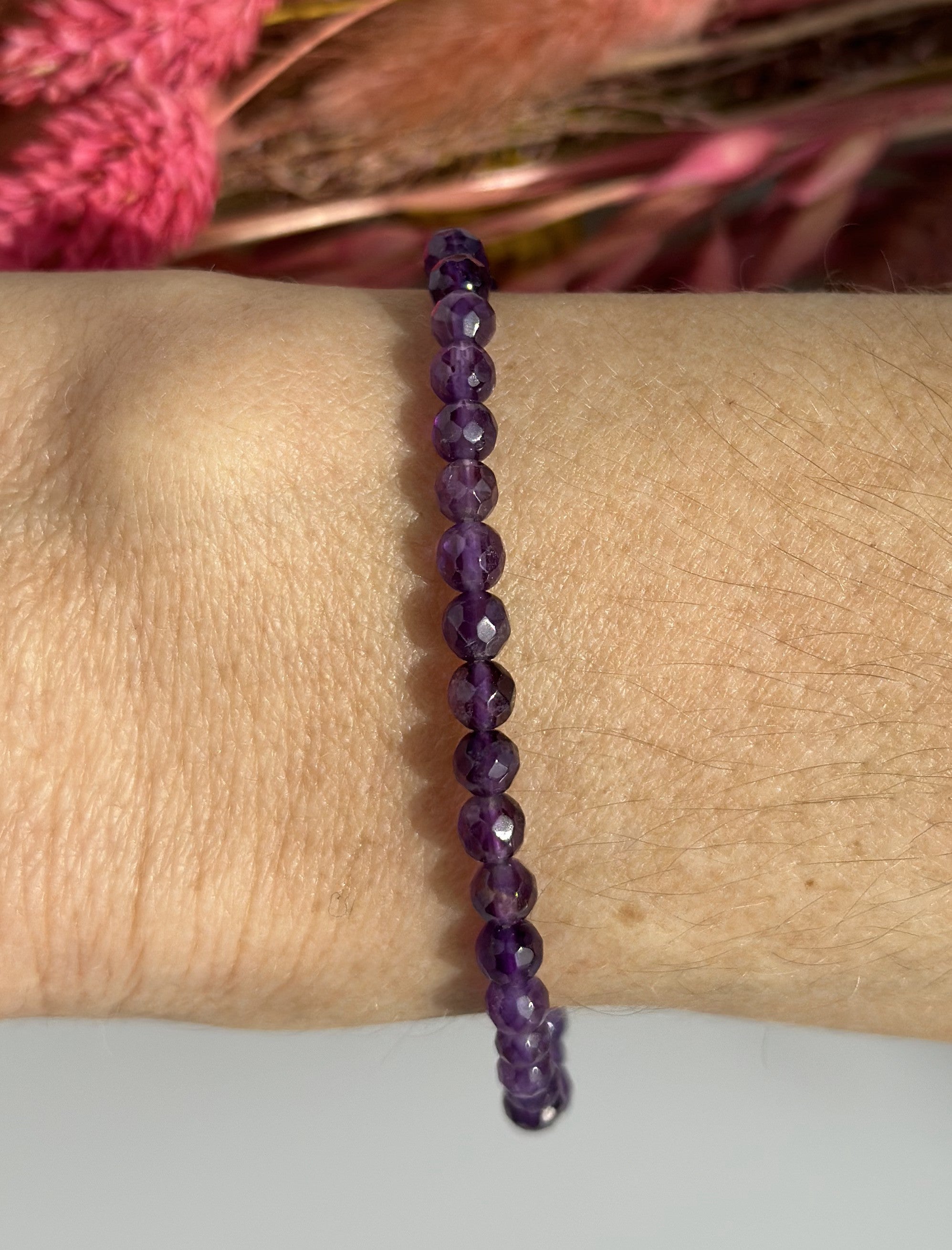 Ametyst armbånd facetslebet 5 mm 2