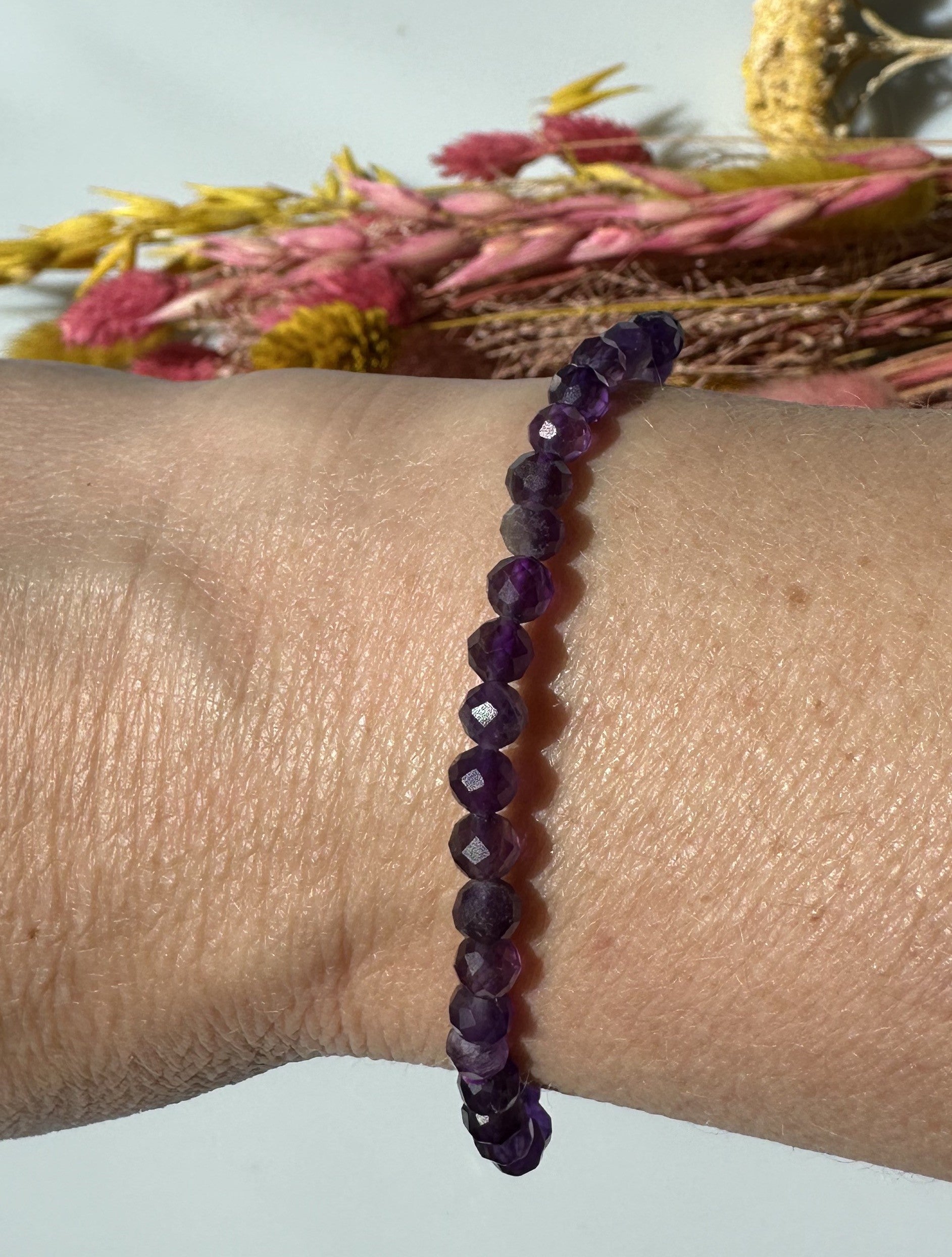 Ametyst facetslebet armbånd 4mm 1