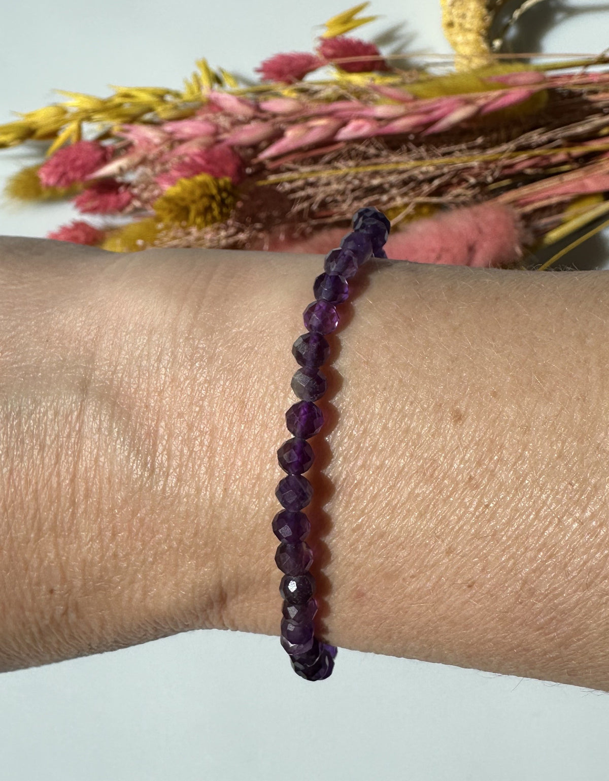 Ametyst facetslebet armbånd 4mm 2