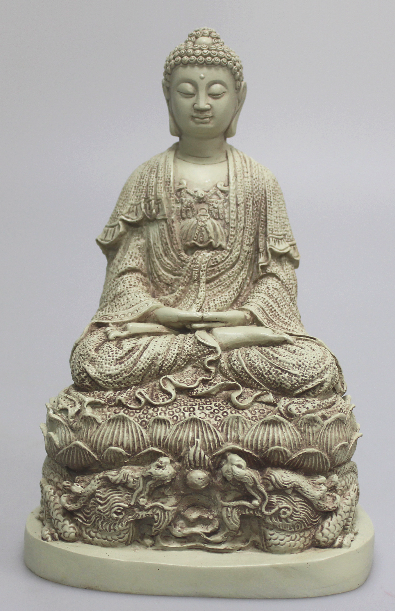 Antikhvid mediterende Buddha på Drage-base