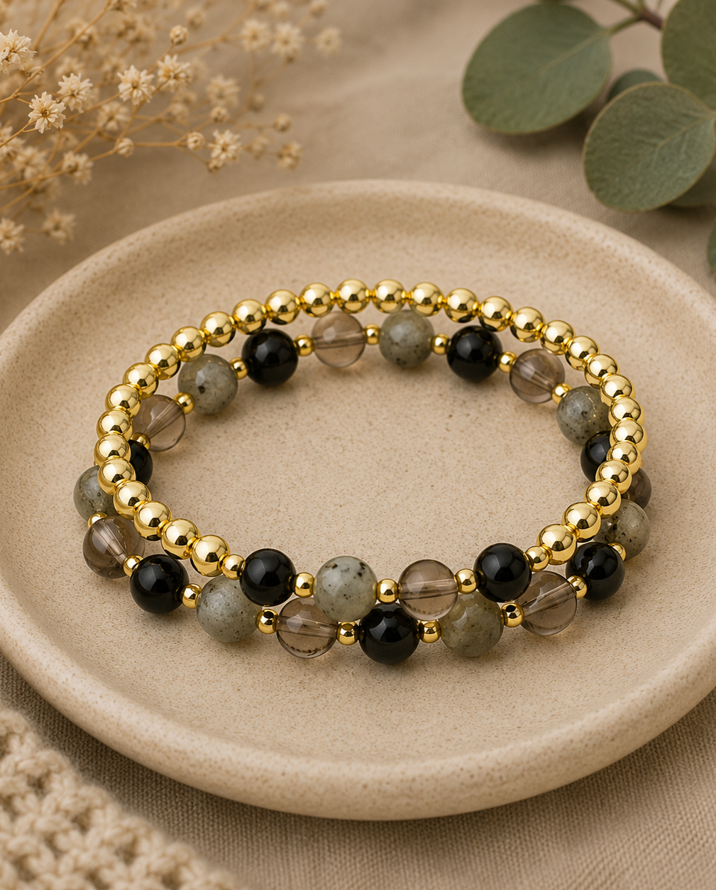 Armbånd Antracit krystal mix - Hæmatit 6 mm 1