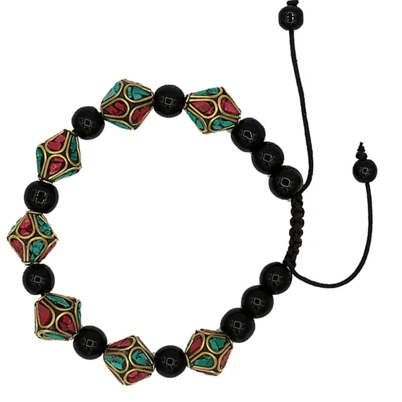 Armbånd turkis, koral og sort agat 1