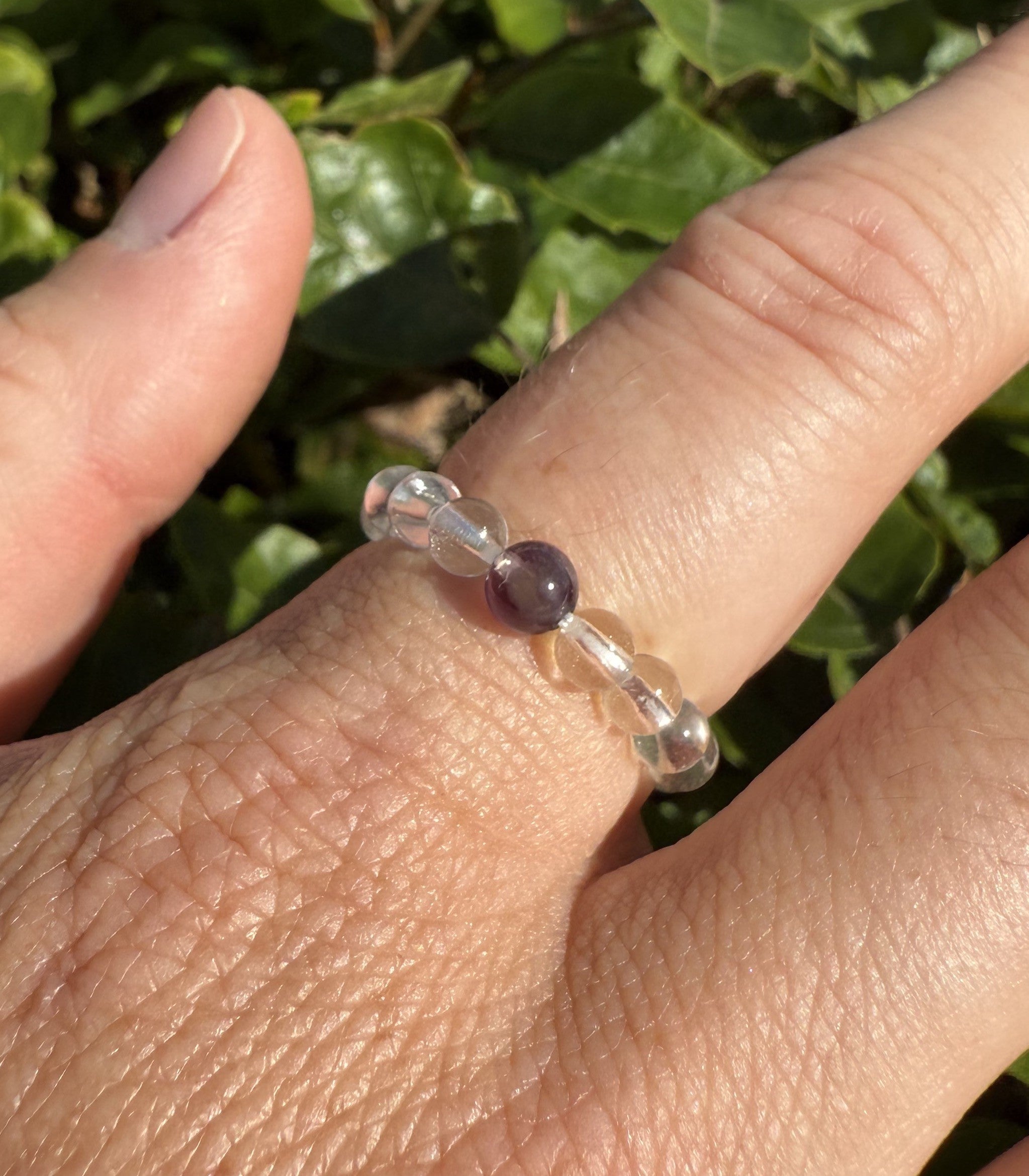 Bjergkrystal ring m. ametyst 2