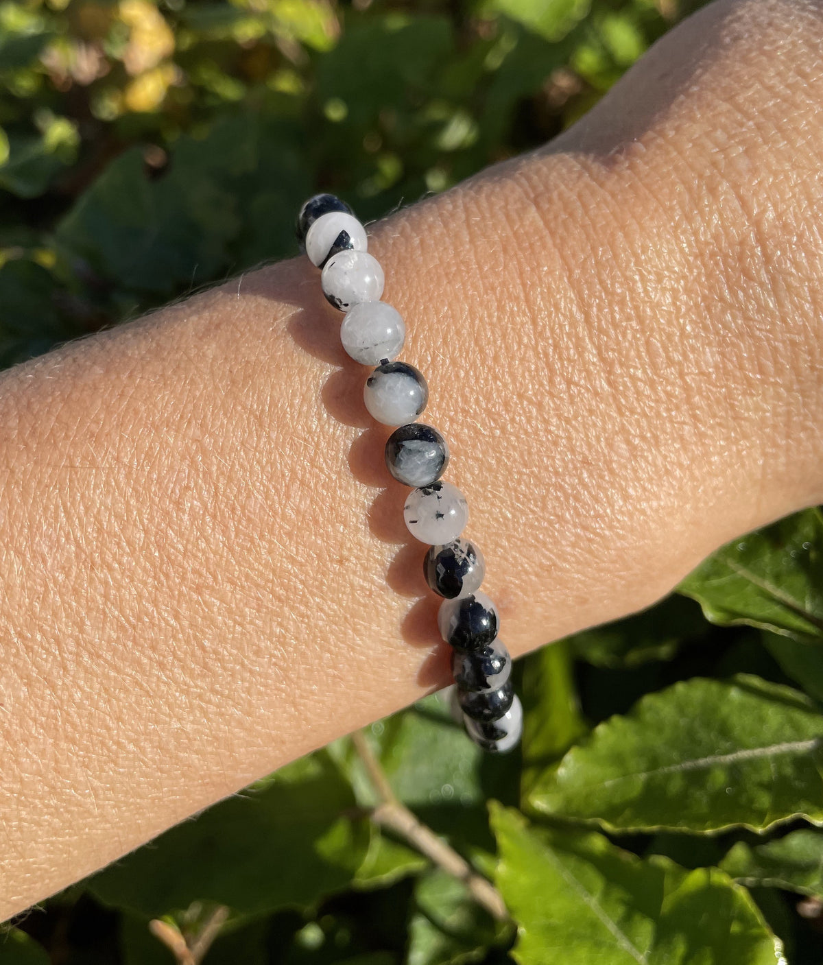 Bjergkrystal/turmalin armbånd 6 mm 1