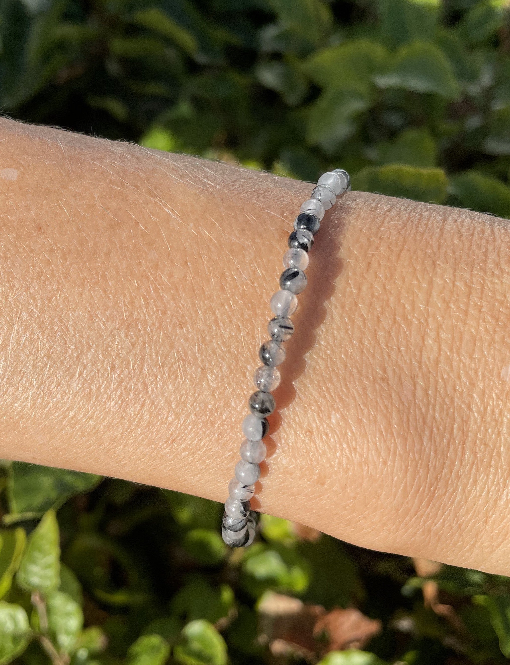 Bjergkrystal/turmalin armbånd 4 mm 1