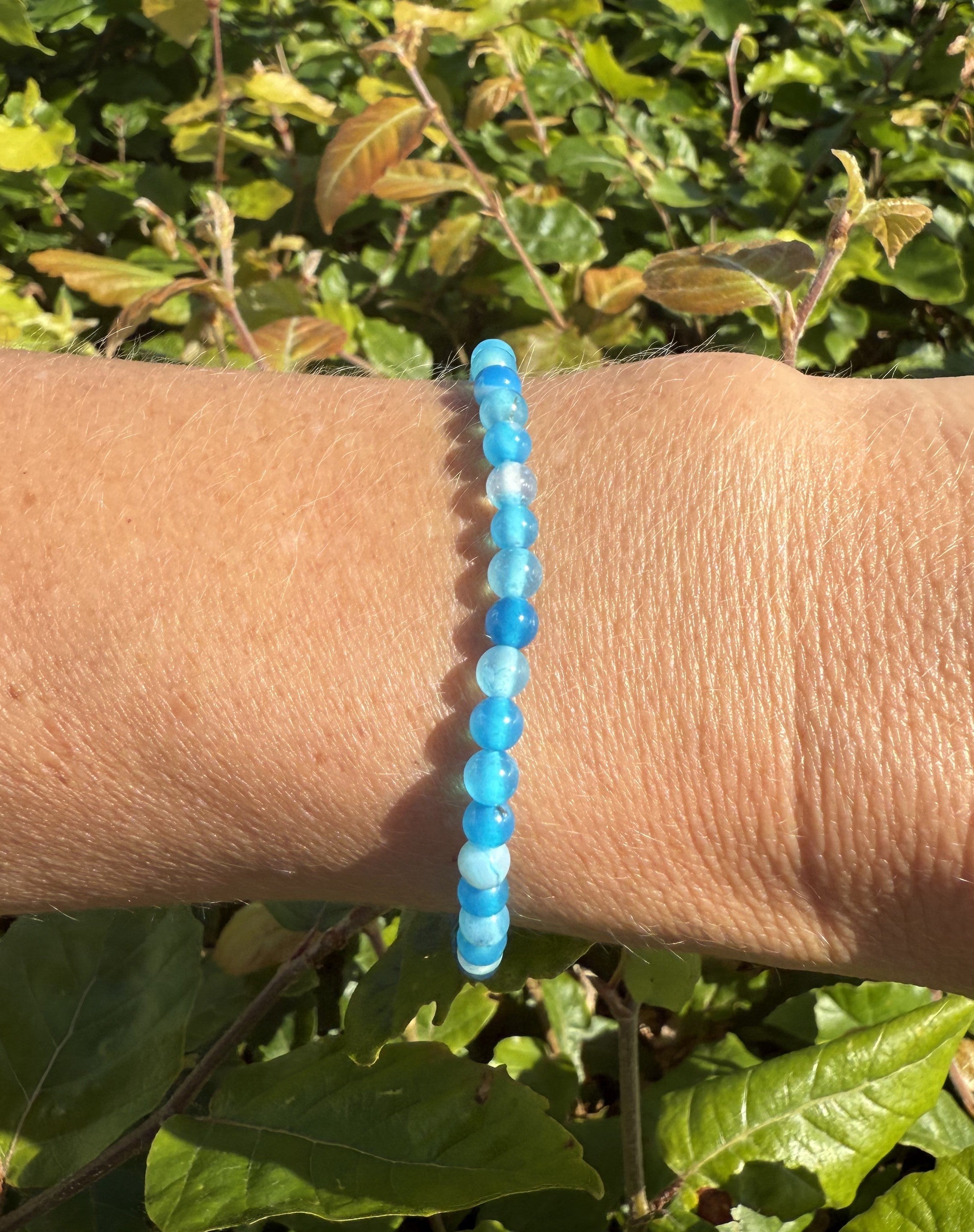 Blå agat armbånd 4 mm - Large 1