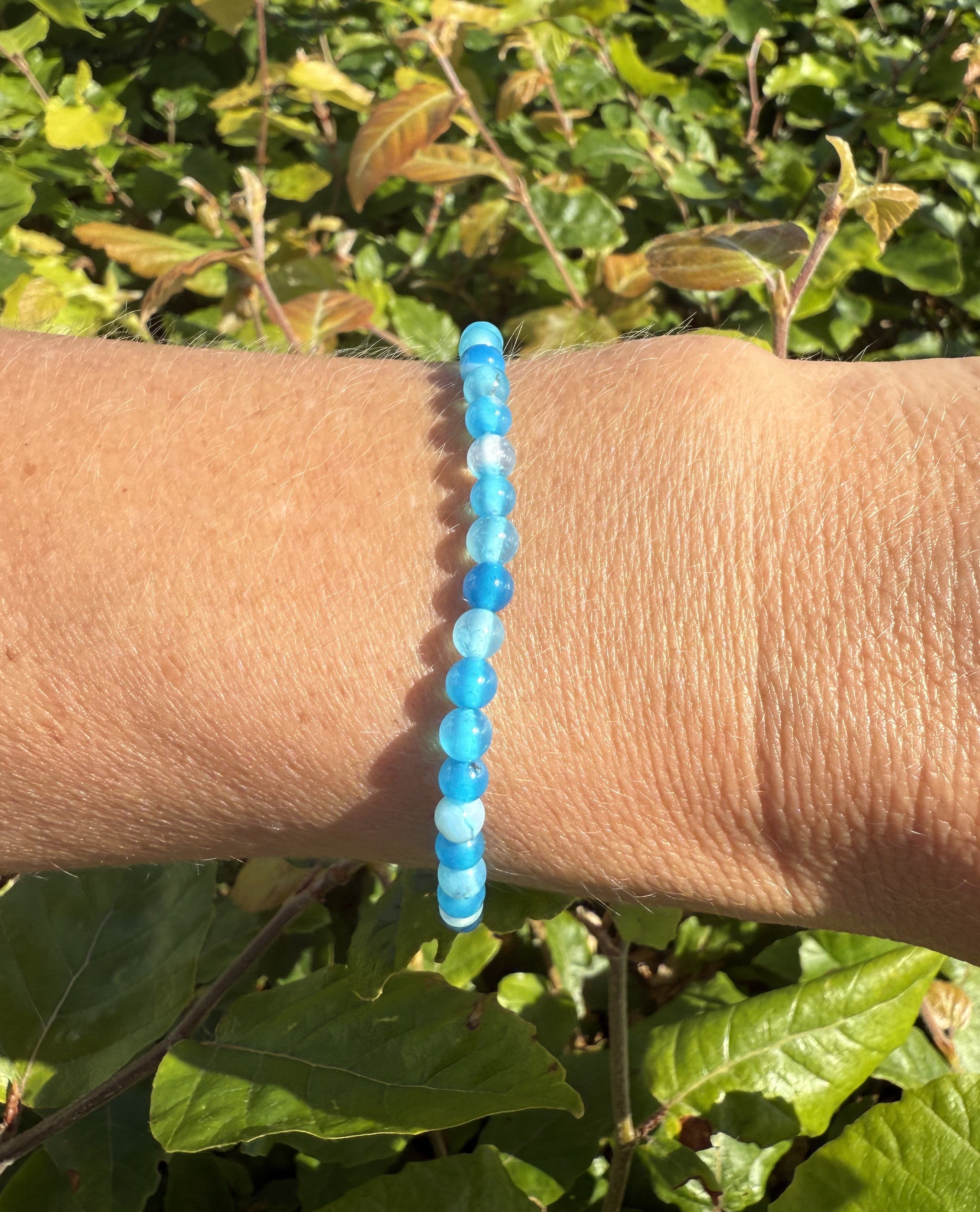 Blå agat armbånd 4 mm - Large 3
