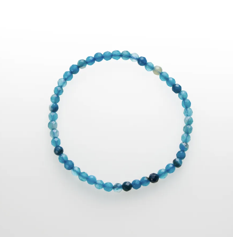 Blå agat facetslebet armbånd 4 mm 3