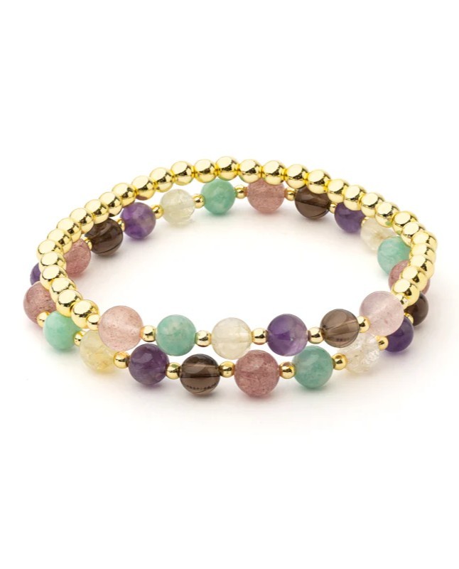 Blandet krystaller - Hæmatit armbånd 6 mm 3