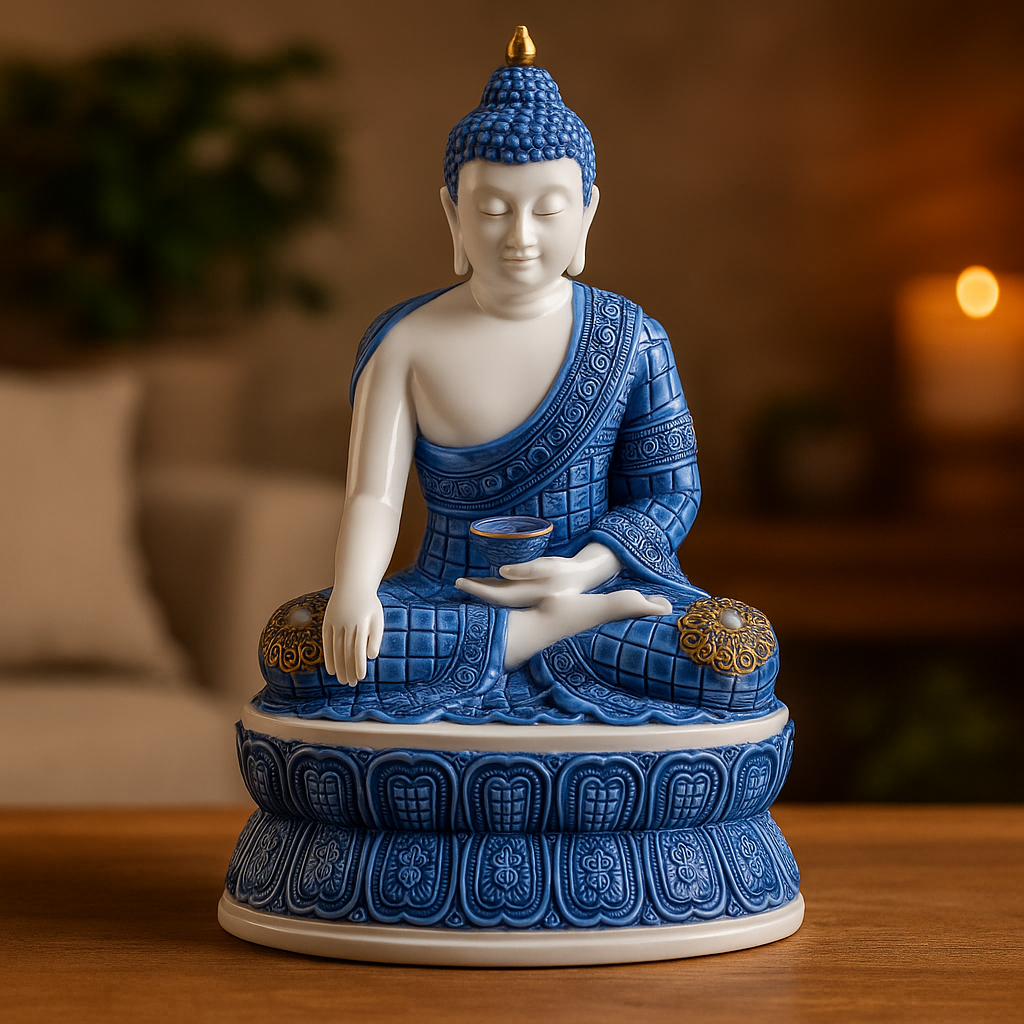 Buddha - Blå og hvid 1